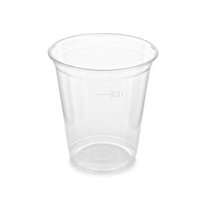 Číry PET pohár Ø 95 mm s objemom 0,3 l – ideálny na smoothie, ľadovú kávu či limonády. Odolný, ľahký a ekologicky recyklovateľný. Balenie 50 ks – ideálne pre kaviarne, bary a catering.
