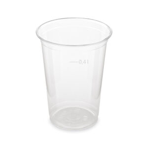 Číry PET pohár Ø 95 mm s objemom 0,4 l – ideálny na smoothie, ľadovú kávu či limonády. Odolný, ľahký a ekologicky recyklovateľný. Balenie 50 ks – ideálne pre kaviarne, bary a catering.